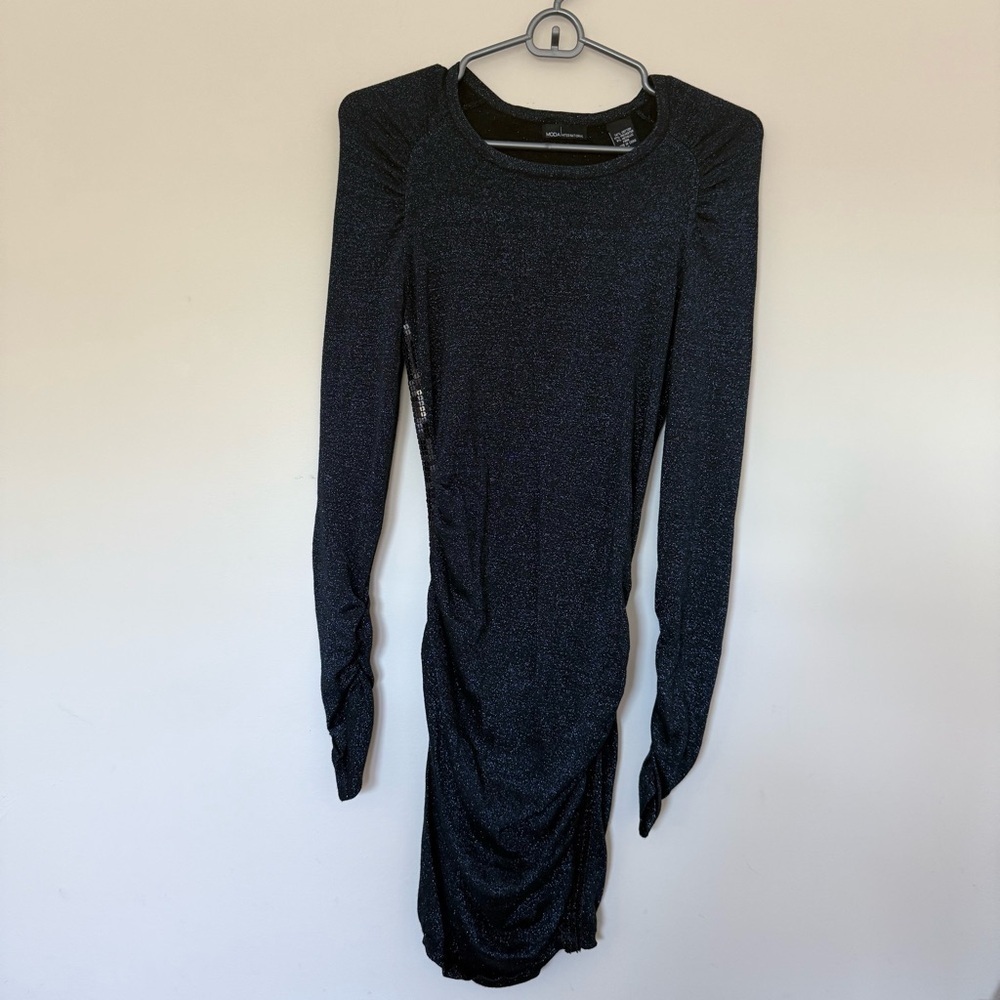 Moda International Shimmering Navy Blue Glitter/Sequin Dress size Small - Picture 9 of 9